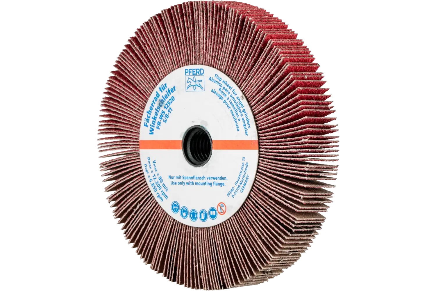 Picture of Pferd Angle Grinder Flap Wheel, 5" X 5/8 X 5/8-11, 80 Grit, Ceramic Oxide Co-Cool